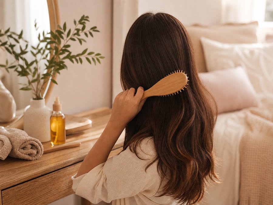 Cuidado del cabello en un ambiente cozy